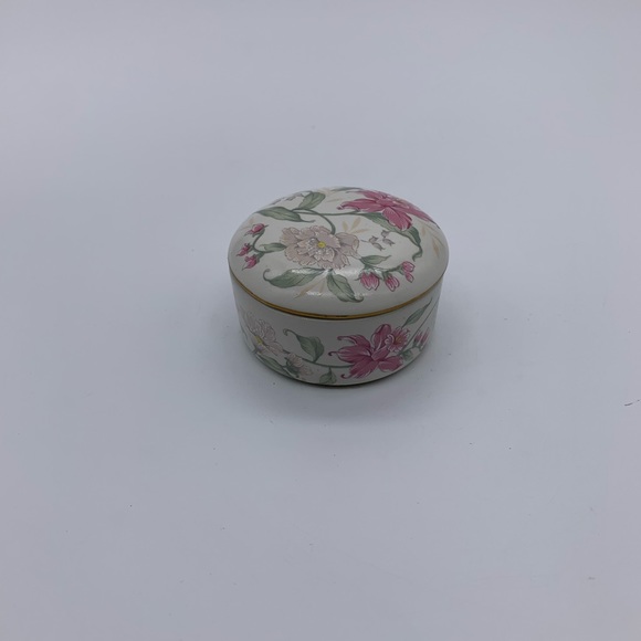 Vintage Prima Otagiri Japan Porcelain Pink White Floral With Gold Rim TrinketBox - Picture 4 of 12